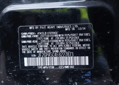 2015 Subaru Xv Crosstrek 2.0I Limited z USA, uszkodzony, nr VIN JF2GPASC4F8227873